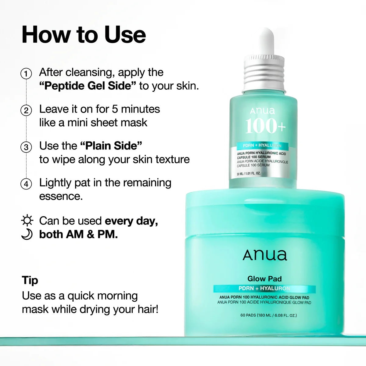 Anua PDRN 100 Hyaluronzuur Glow Pad