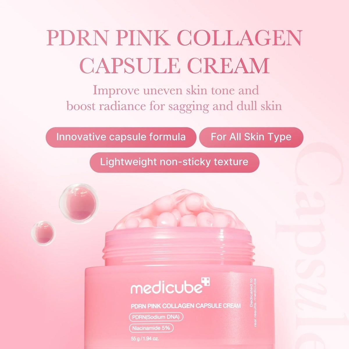 Crème en capsules de collagène rose PDRN