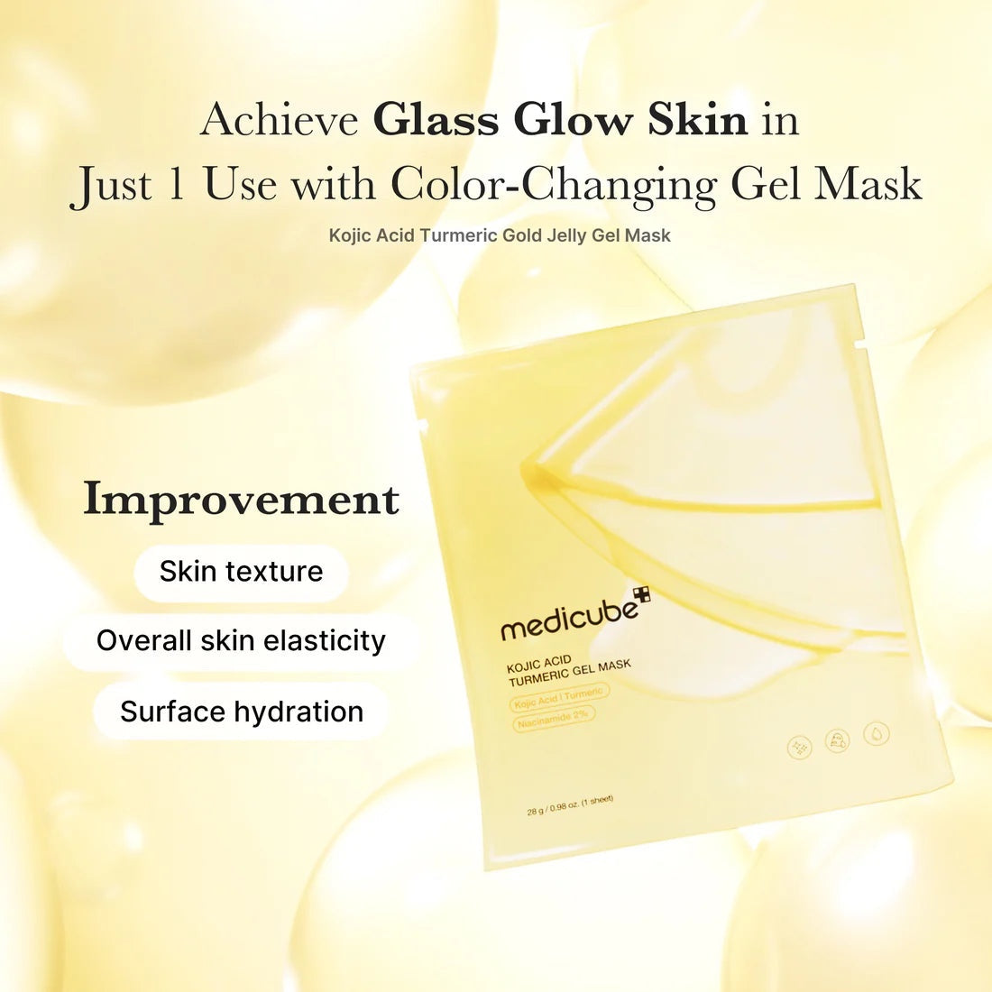 Masque gel à l'acide kojique, au curcuma et à la gelée d'or