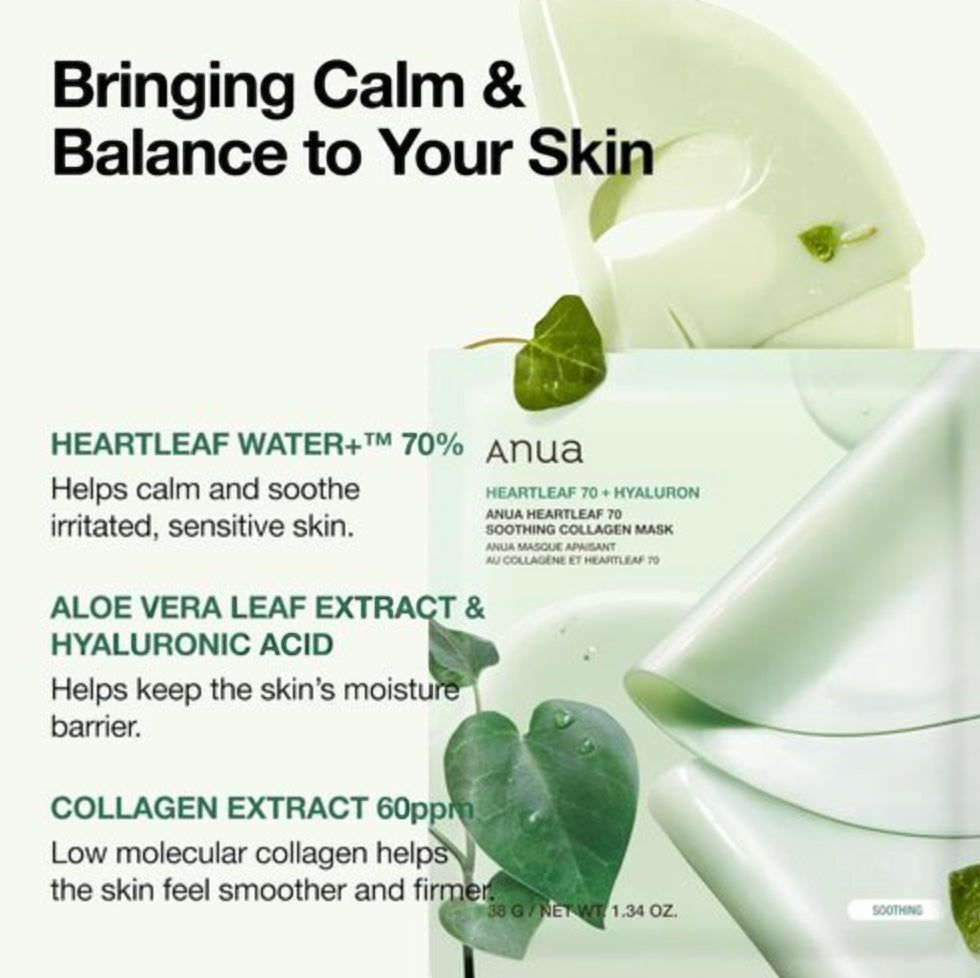Heartleaf 70 Verzachtend Collageen Masker