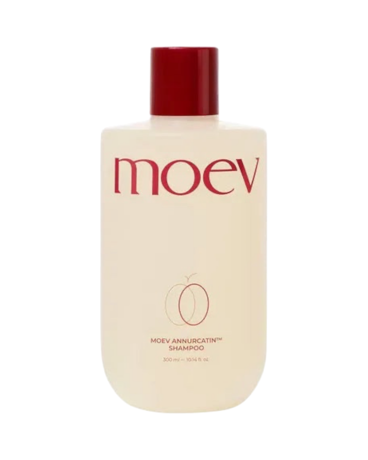 K-beauty glow Moev Annurcatin Shampoo in een fles met rode dop voor haarversterking en hoofdhuidverzorging.
